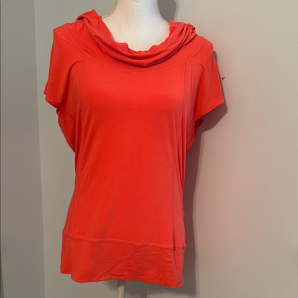 Athleta Orange Relaxed draped neck hoodie